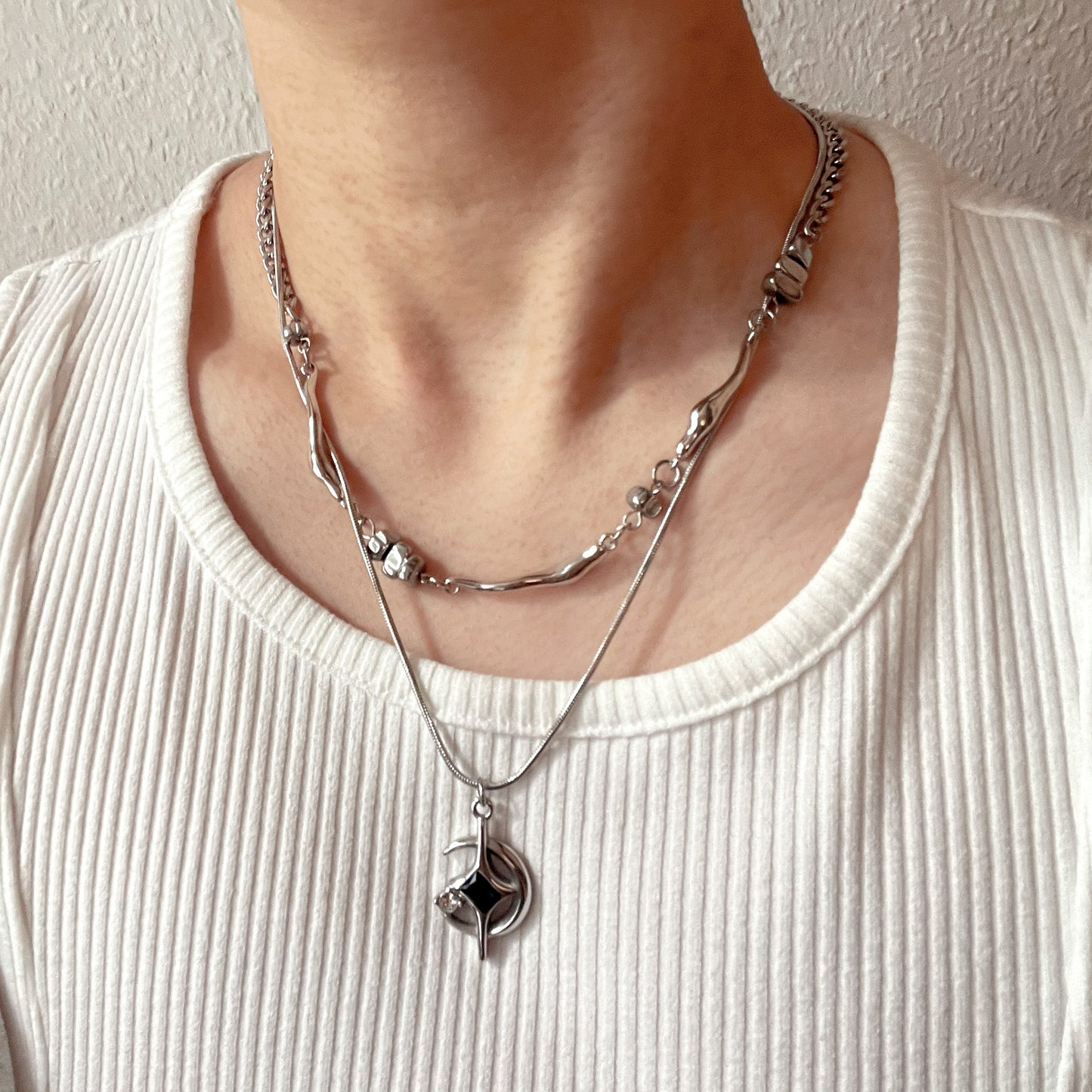 LAYERED MOON NECKLACE