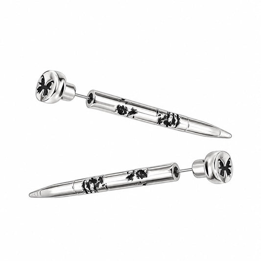 BUTTERFLY SPIKE OHRSTECKER – silberfarbene Ohrringe, Produktansicht 1